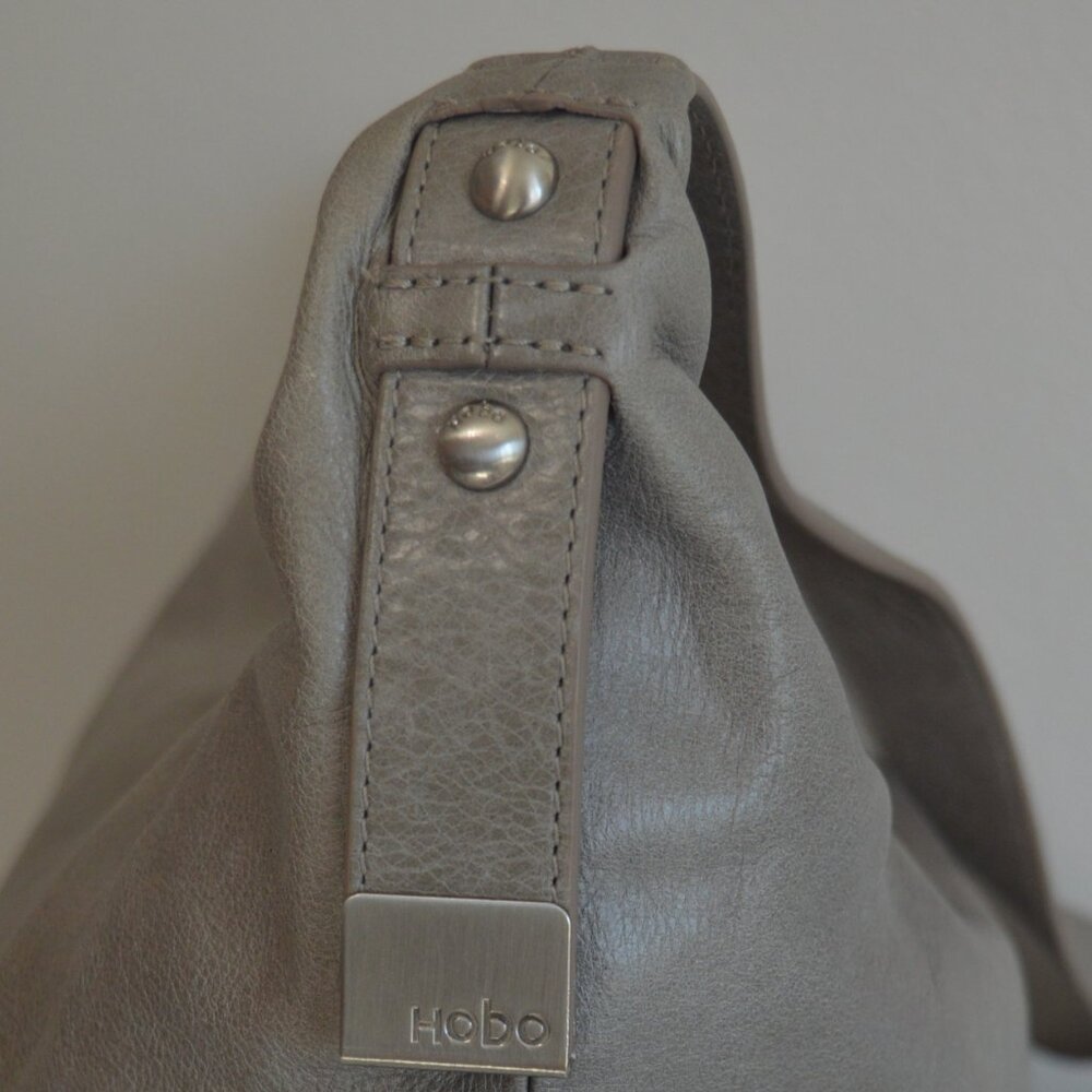 🖤 HOBO Joyce Style Shoulder Bag Two-Tone Leather Stone/Gray & Black - Picture 11 of 14